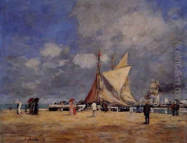 Deauville, on the Jetty Oil Painting by Eugene Boudin