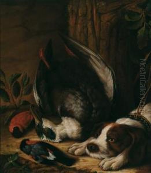 Un Cane Da Caccia Con Il Suo Bottino Oil Painting by Johann Friedrich Von Grooth