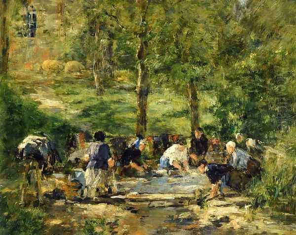 Lavoir du Chevel Blanc a Trouville Oil Painting by Eugene Boudin