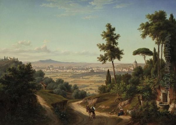 Rom Vom Monte Mario Aus Gesehen Oil Painting by Eugene von Guerard