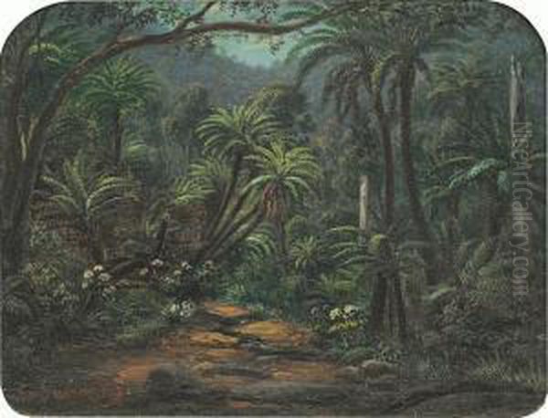 Ferntree Gully In The Dandenong Ranges Oil Painting by Eugene von Guerard