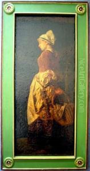 Marketenderin Mit Korb Oil Painting by Carl Von Haberlin