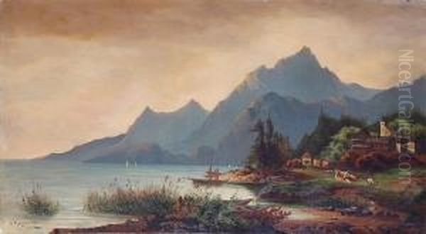 Nordische Meereskuste Bei Abendrot Oil Painting by Karl, Freiherr Von Hafften