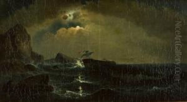 Sturm Vor Der Kuste Oil Painting by Karl, Freiherr Von Hafften