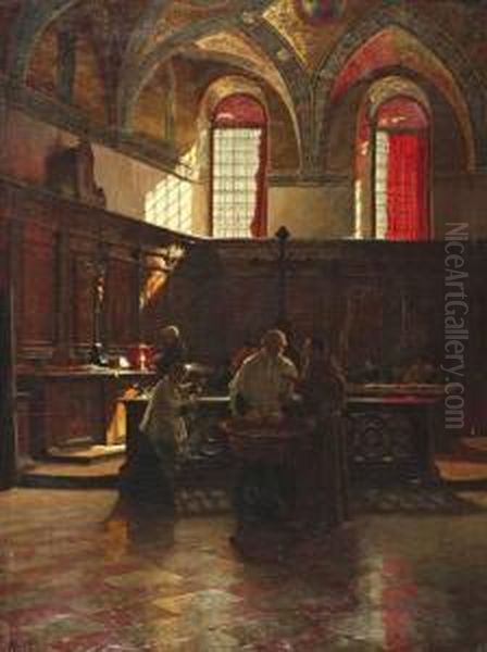 In Der Sacritei Der Marenskirche Venedig Oil Painting by Richard Von Hagn