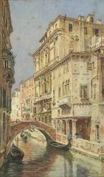 Partie In Venedig. Oil Painting by Richard Von Hagn