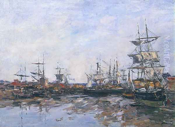 Trouville, the Port at Low Tide Oil Painting by Eugene Boudin