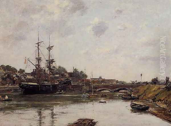 View of La Touques Oil Painting by Eugene Boudin