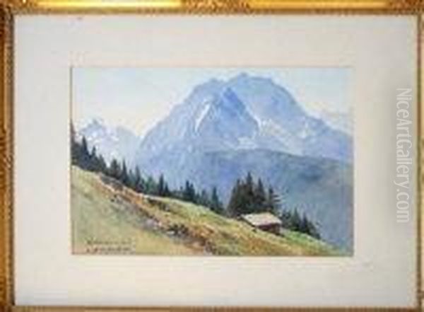 Der Watzmann Von Janner Oil Painting by Eduard, Freiherr Von Handel-Mazetti