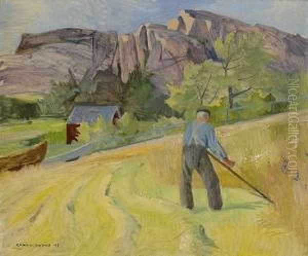 Man Mowing Grass by Carl Von Hanno