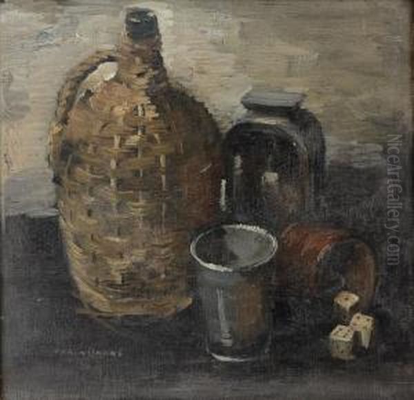 Dice, Bottles Andglass by Carl Von Hanno