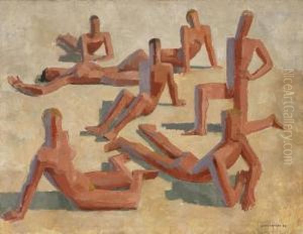 Sunbathing Women And Men by Carl Von Hanno