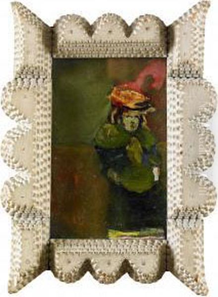 Girl With Red Hat Oil Painting by Adolph Von Harbou