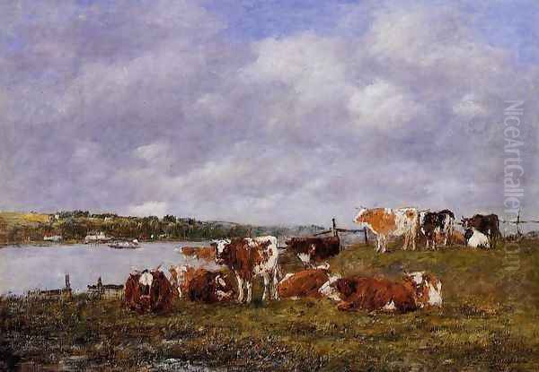 Pasturage, the Valley of the Touques Oil Painting by Eugene Boudin