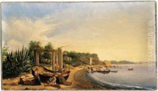 Marina Di Procida Oil Painting by Gustav Von Haugk