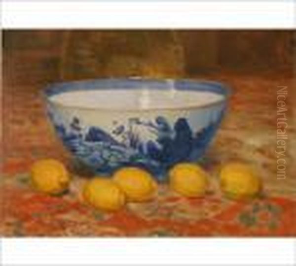 Still Life With Bowl And Lemons by Werner Von Hausen