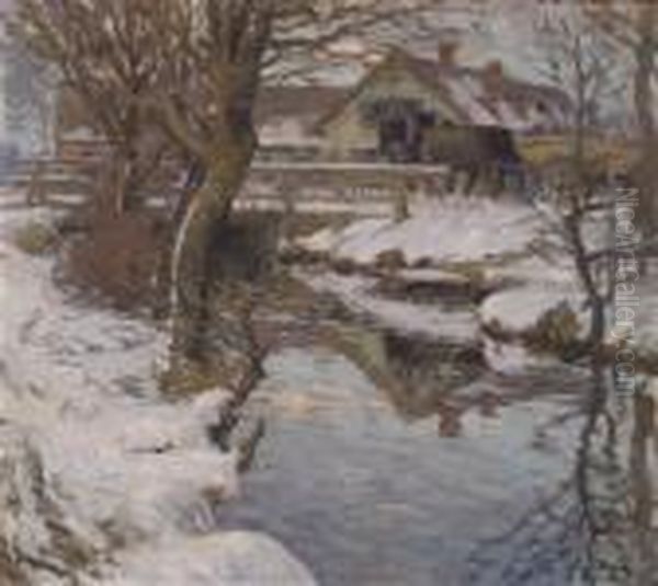 Bach Im Winter Oil Painting by Hans von Hayek