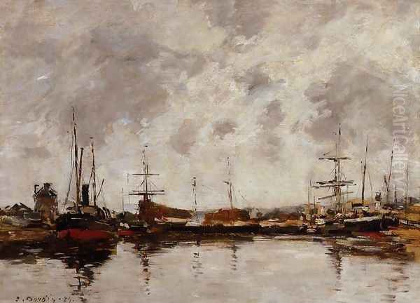 Deauville, the Harbor II Oil Painting by Eugene Boudin