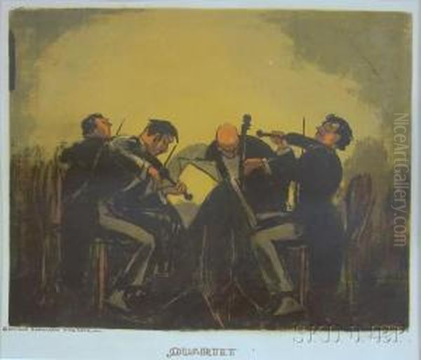 Quartet Oil Painting by August Von Heckel