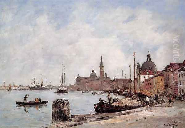 Venice, the Dock of the Guidecca Oil Painting by Eugene Boudin