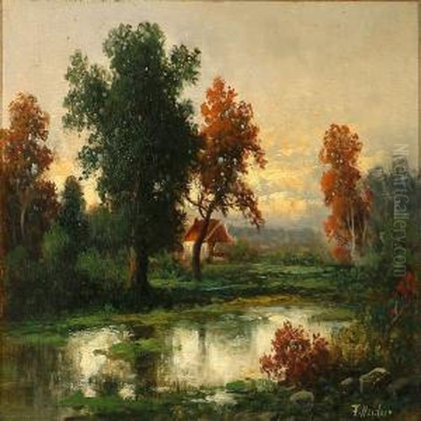 Summer Evening In An Open Forest Oil Painting by Fritz Von Heider