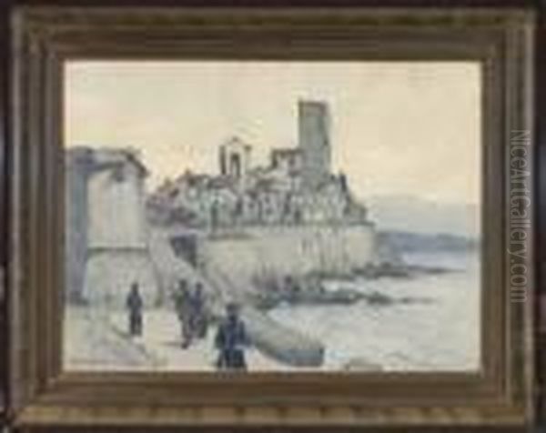 Ansicht Von Antibes Mit Franzosischen Soldaten Im Vordergrund by Hans Von Heider