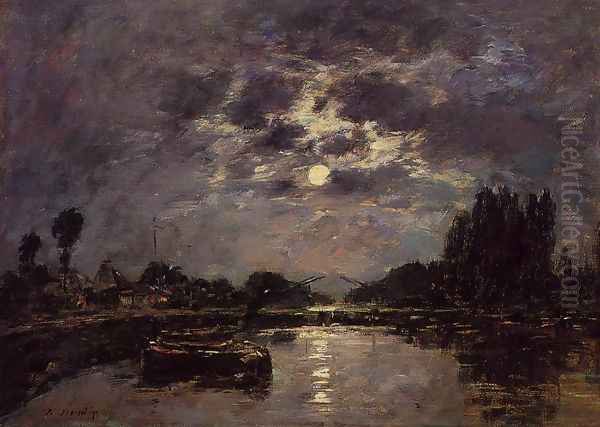 The Effect of Moonlight Oil Painting by Eugene Boudin