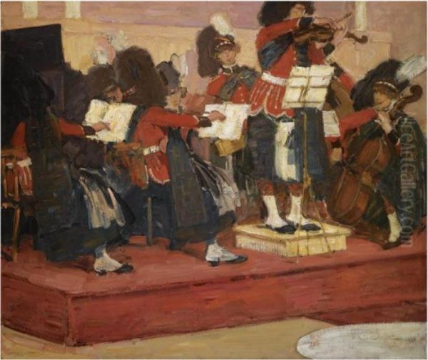 The Scots Guards Band Oil Painting by Gosta Von Hennigs