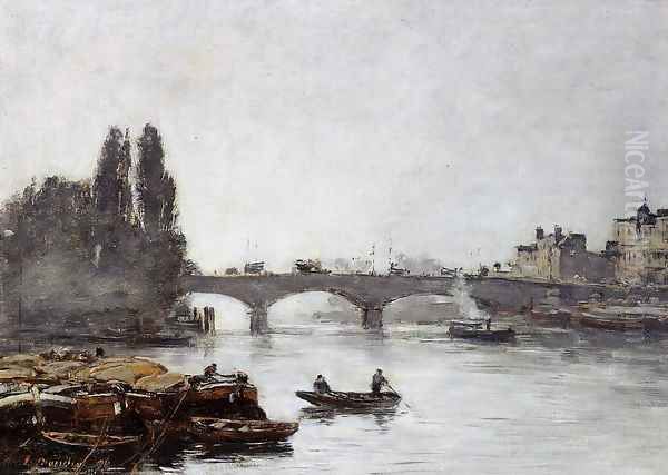 Rouen, the Pont Corneille, Fog Effect Oil Painting by Eugene Boudin