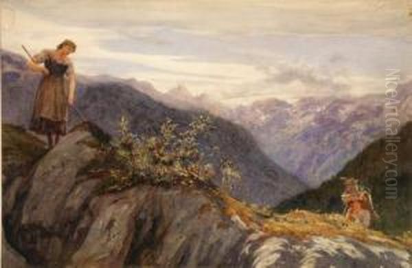 In The Alps Oil Painting by Sir Hubert von Herkomer