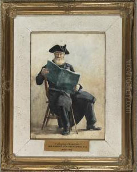 A Chelsea Pensioner Oil Painting by Sir Hubert von Herkomer