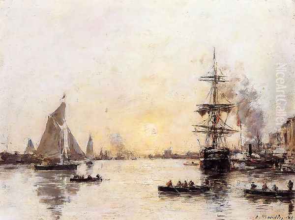 Le Havre, the Outer Port II Oil Painting by Eugene Boudin