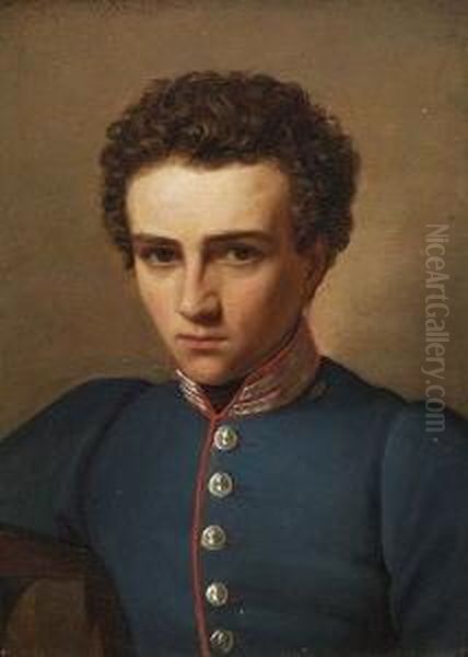 Bildnis Eines Jungen Mannes In
 Uniform Oil Painting by Heinrich Maria von Hess