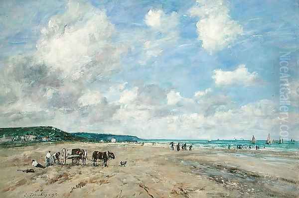 The Beach at Tourgeville 1893 Oil Painting by Eugene Boudin