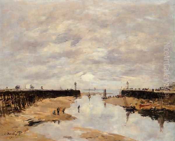 The Jetties, Low Tide, Trouville Oil Painting by Eugene Boudin