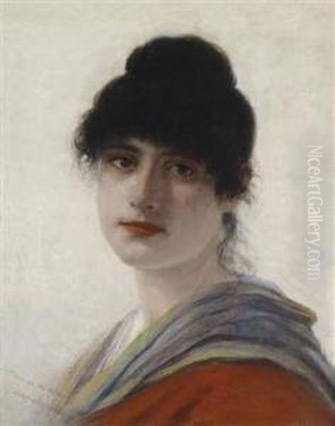 Portrait Of A Venetian Woman Oil Painting by George Von Hoesslin