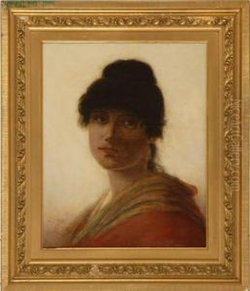 Portrait Of A Lady Oil Painting by George Von Hoesslin