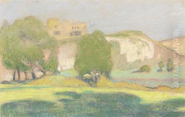 Blick Auf Das Hambacher Schloss Im Fruhling Oil Painting by Ludwig Von Hofmann