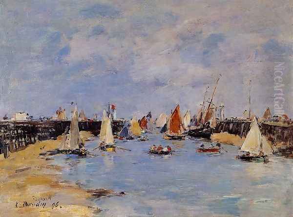 Trouville, the Jettys, Low Tide VII Oil Painting by Eugene Boudin