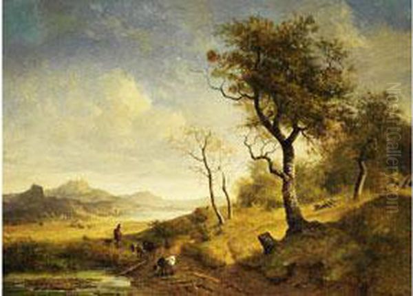 Sommerliche Flusslandschaft Oil Painting by Franz Xaver Von Hofstetten