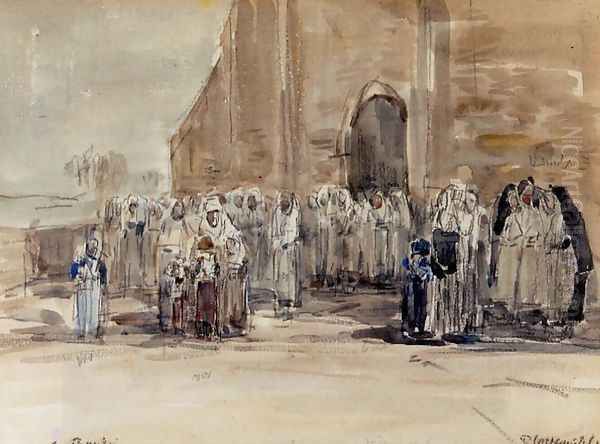 Leaving Mass at Plougastel Oil Painting by Eugene Boudin