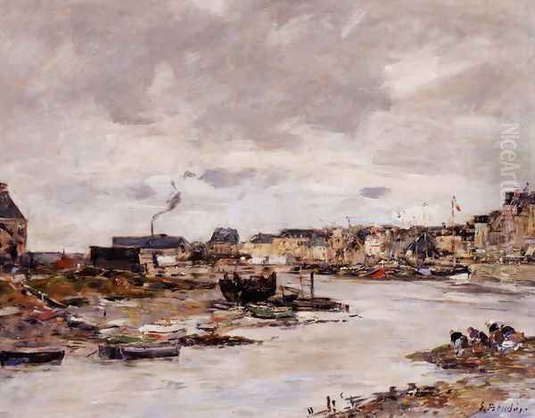 The Inner Port of Trouville at Low Tide Oil Painting by Eugene Boudin