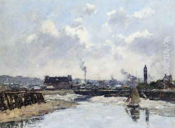 Trouville, the Port, Low Tide, Morning Oil Painting by Eugene Boudin