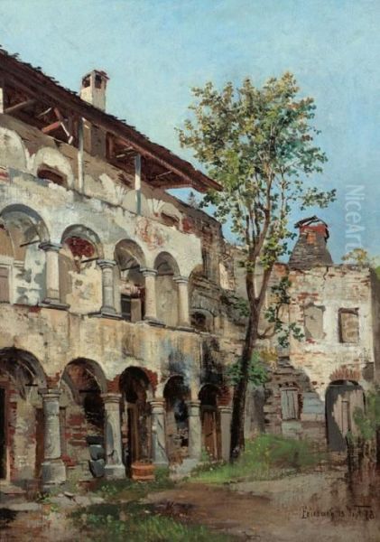 Arkadenhof In Friesach Oil Painting by Theodor von Hormann