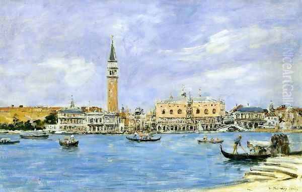 Venice, the Campanile, the Ducal Palace and the Piazzetta, View from San Giorgio Oil Painting by Eugene Boudin