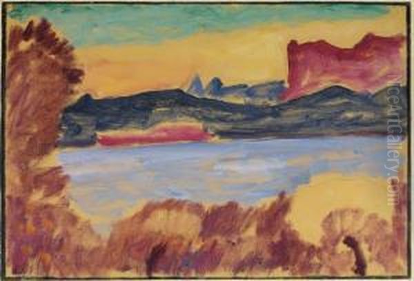 Landschaft Genfer See. Oil Painting by Alexei Jawlensky