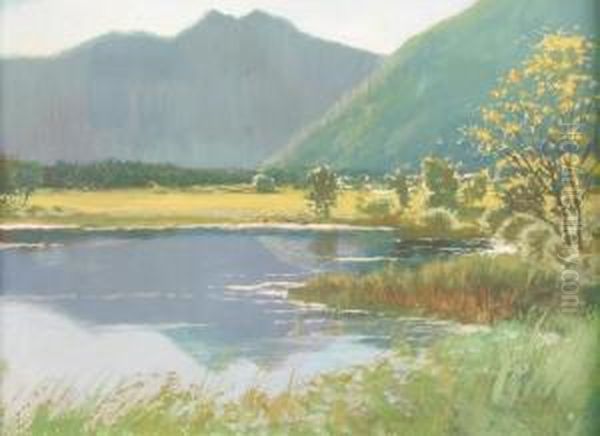 Tegernsee Oil Painting by Julius Von Kaan-Albest