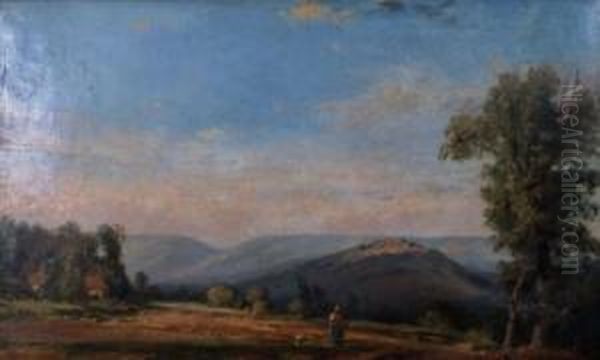 Thuringer Landschaft Oil Painting by Leopold Karl Walter von Kalckreuth