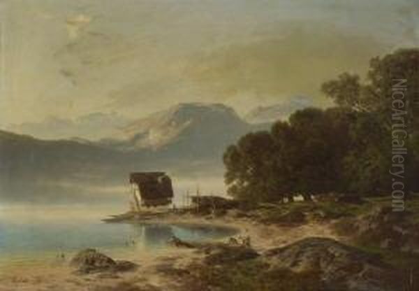 Gebirgssee. Oil Painting by Stanislas Graf Von Kalckreuth