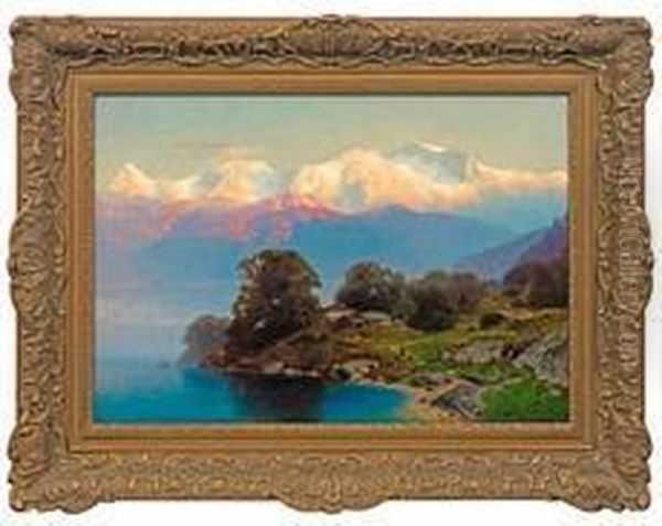 Morgenstimmung Am Thunersee Im Berner Oberland Oil Painting by Otto Werner Henning Von Kameke